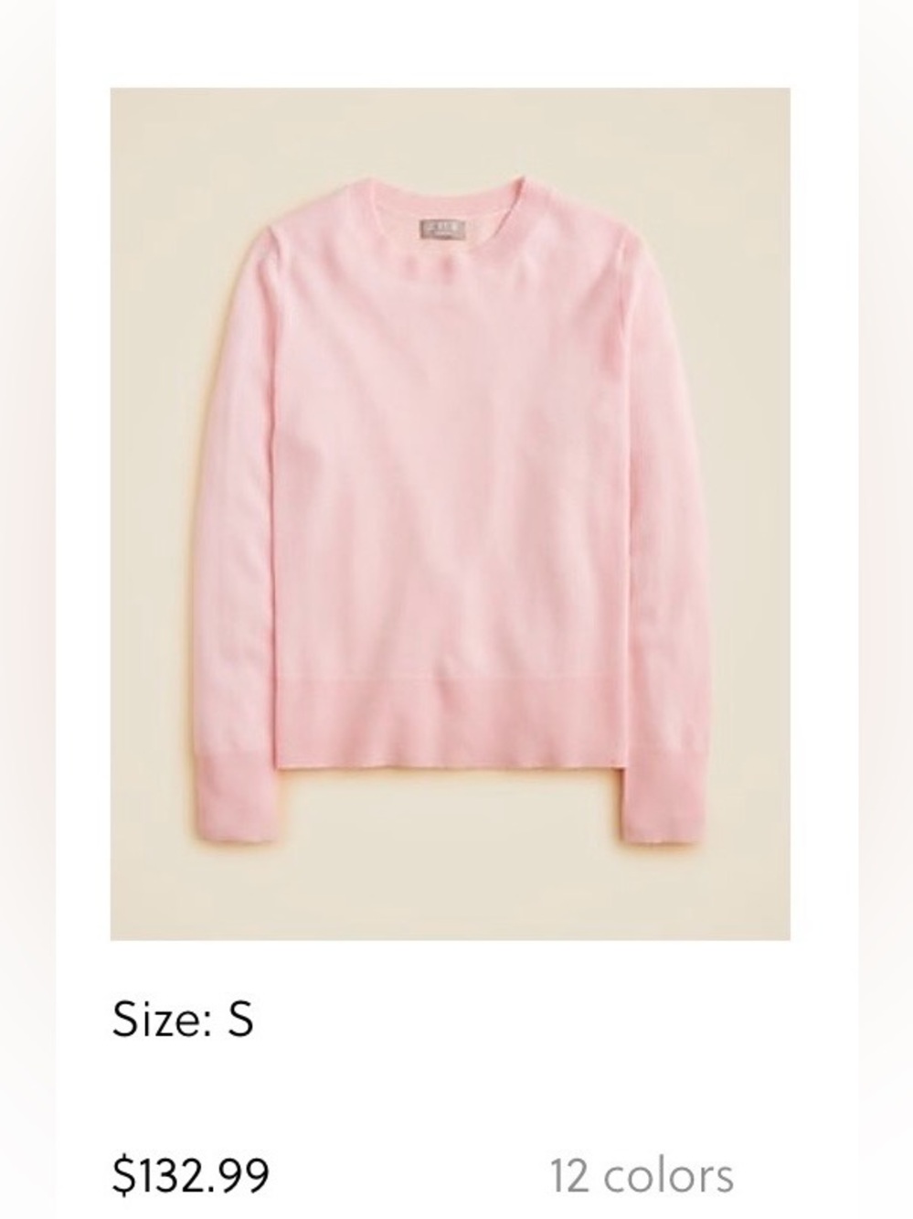 J.CREW Classic Fit Cashmere Sweater in Washed Pink